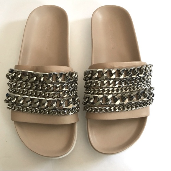 Sandales Kendall & Kylie Femmes - Slides Blanches Avec Zip Vert - Taille 10 (EU 42.5) - Occasion